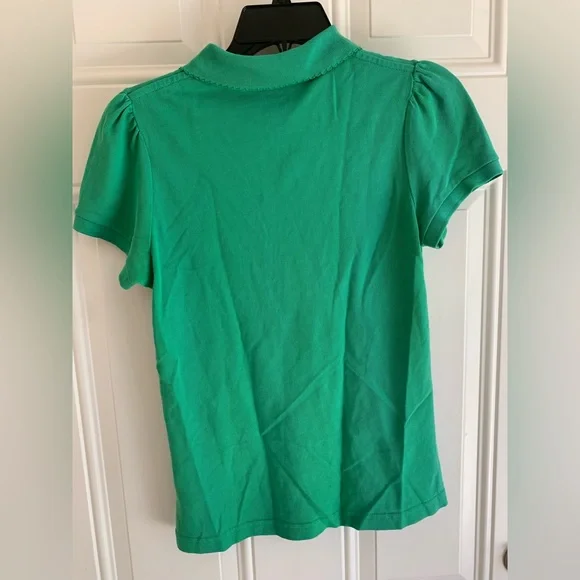 Vintage Lilly Pulitzer Girls Polo Shirt Size M Green Pima Cotton Blend Button - Picture 9 of 9